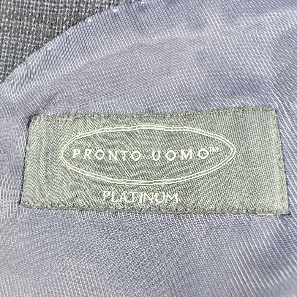 PRONTO UOMO Solid Blue 100% Wool Mens Windowpane Pattern Blazer - 44 Short - Picture 5 of 15